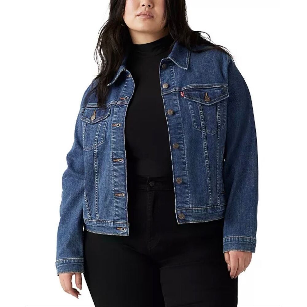 Levi's Button-Down Original Denim Trucker Jacket See Her Run Blue 4X